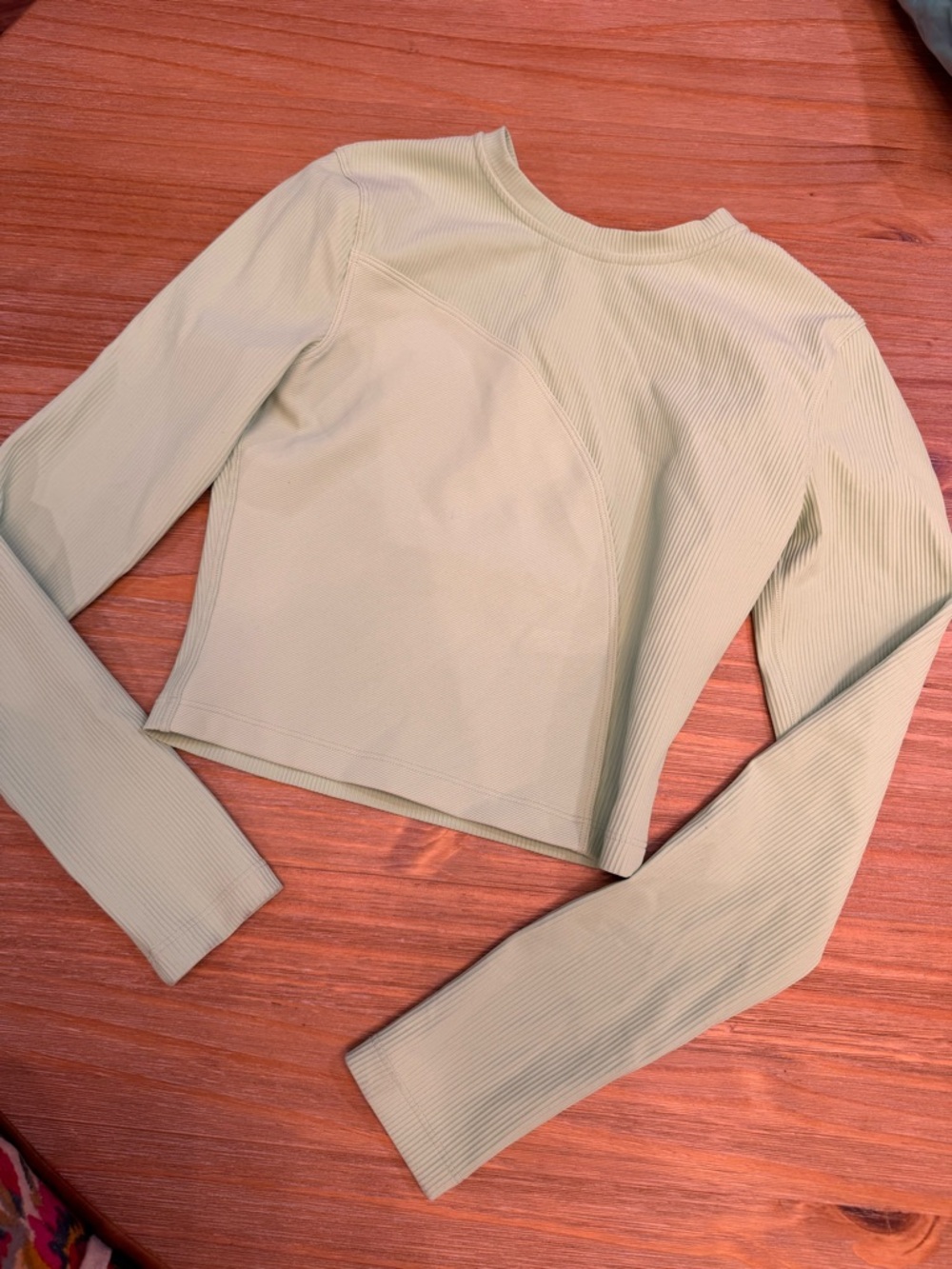 Lululemon Long Sleeve Ribbed Crop Top in Light Sage